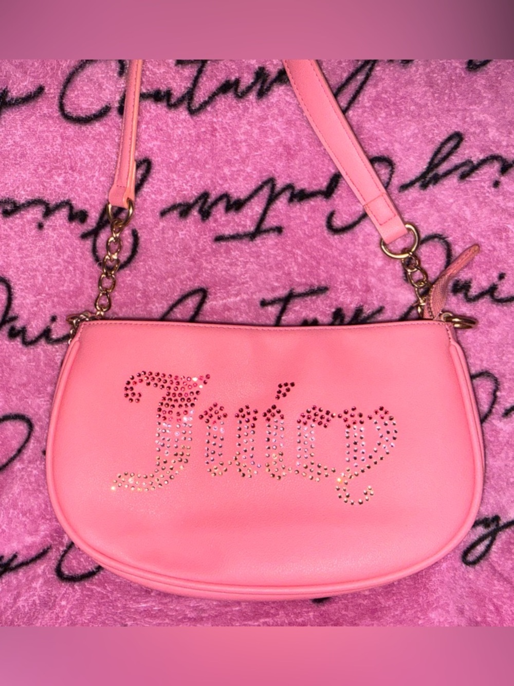 Juicy Couture Pink Crystal Logo Shoulder Bag